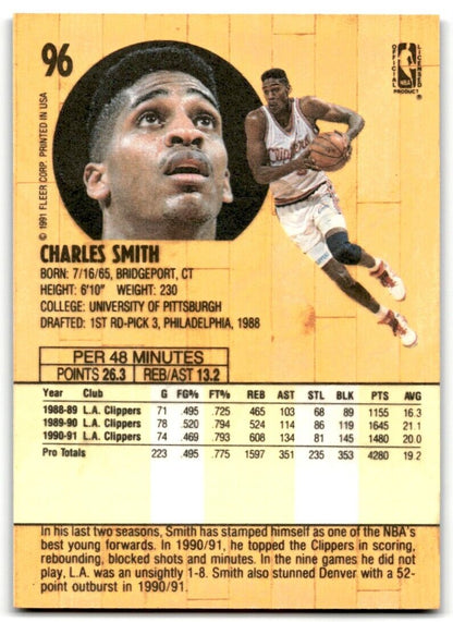 1991-92 Fleer Charles Smith Los Angeles Clippers #96