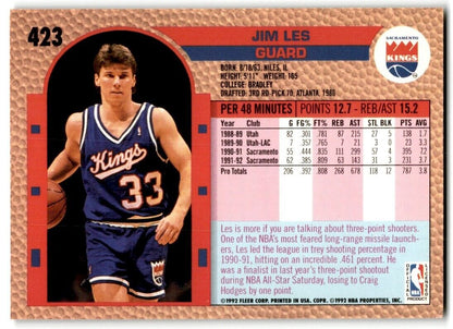 1992-93 Fleer Jim Les Sacramento Kings #423