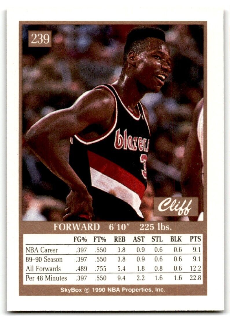 1990-91 SkyBox Cliff Robinson Rookie Portland Trail Blazers #239