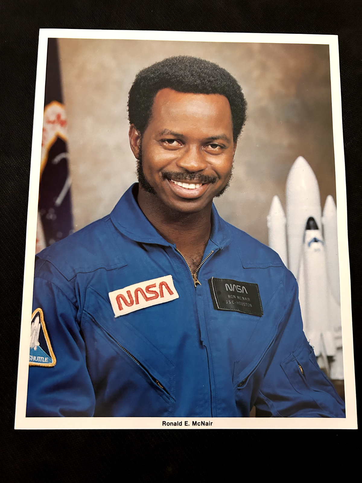 NASA Space Shuttle STS-51-L astronaut Ronald E. McNair portrait litho