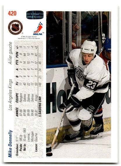 1991-92 Upper Deck French Mike Donnelly Rookie Los Angeles Kings #420