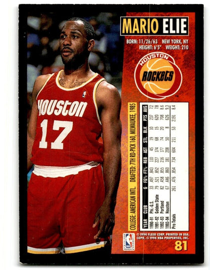 1994-95 Fleer Mario Elie Houston Rockets #81