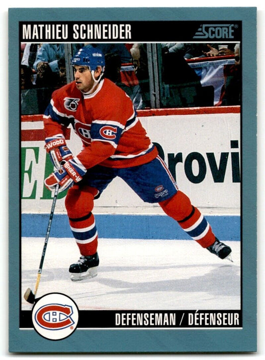 1992-93 Score Mathieu Schneider Montreal Canadiens #69