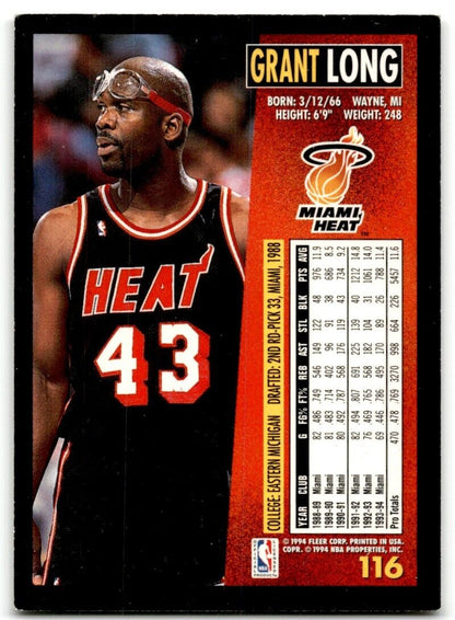 1994-95 Fleer Grant Long Miami Heat #116