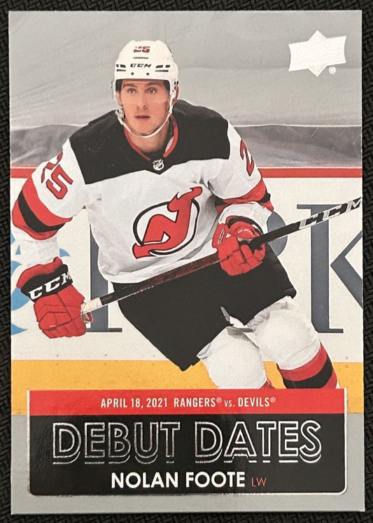 2021-22 Upper Deck Debut Dates Nolan Foote New Jersey Devils #DD-23