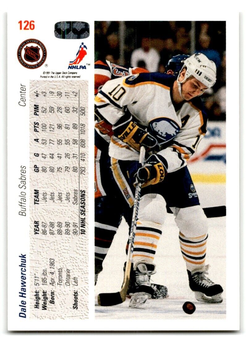 1991-92 Upper Deck Dale Hawerchuk Buffalo Sabres #126