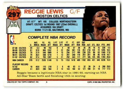 1992-93 Topps Reggie Lewis Boston Celtics #297