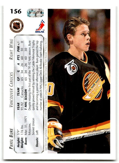 1992-93 Upper Deck Pavel Bure Vancouver Canucks #156