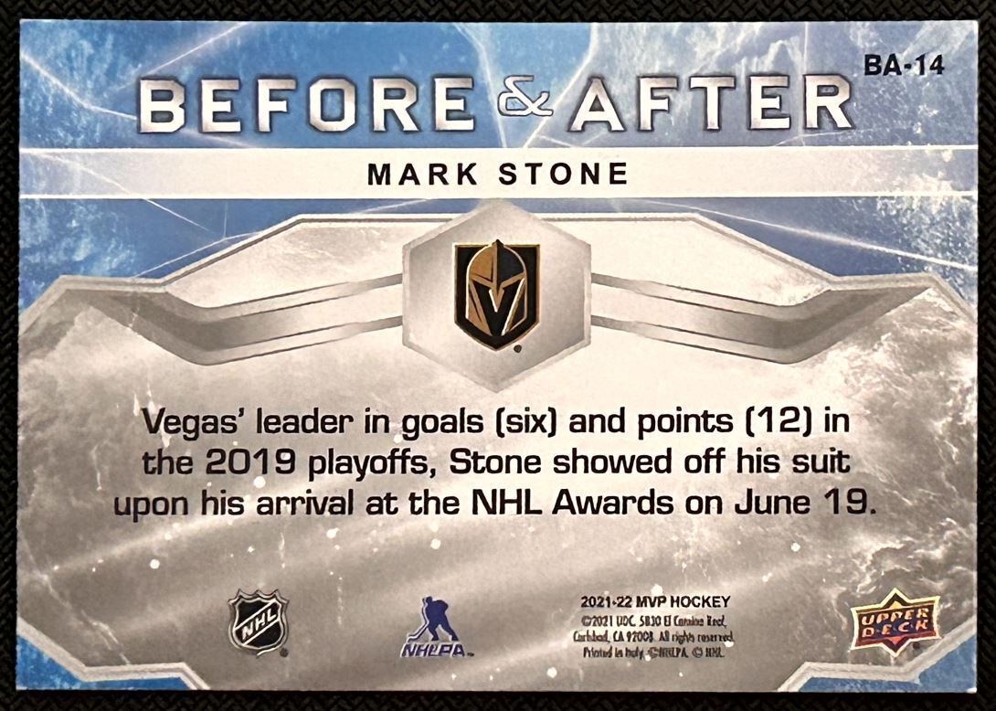 2021-22 Upper Deck MVP Before and After Mark Stone Vegas Golden Knights #BA-14