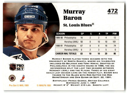 1991-92 Pro Set Murray Baron St. Louis Blues #472