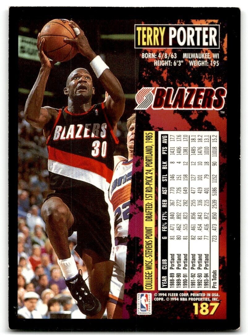 1994-95 Fleer Terry Porter Portland Trail Blazers #193