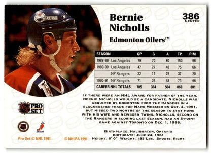 1991-92 Pro Set Bernie Nicholls Edmonton Oilers #386