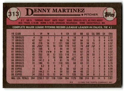 1989 Topps Denny Martinez Montreal Expos #313