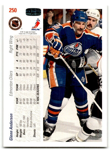 1991-92 Upper Deck Glenn Anderson Edmonton Oilers #250