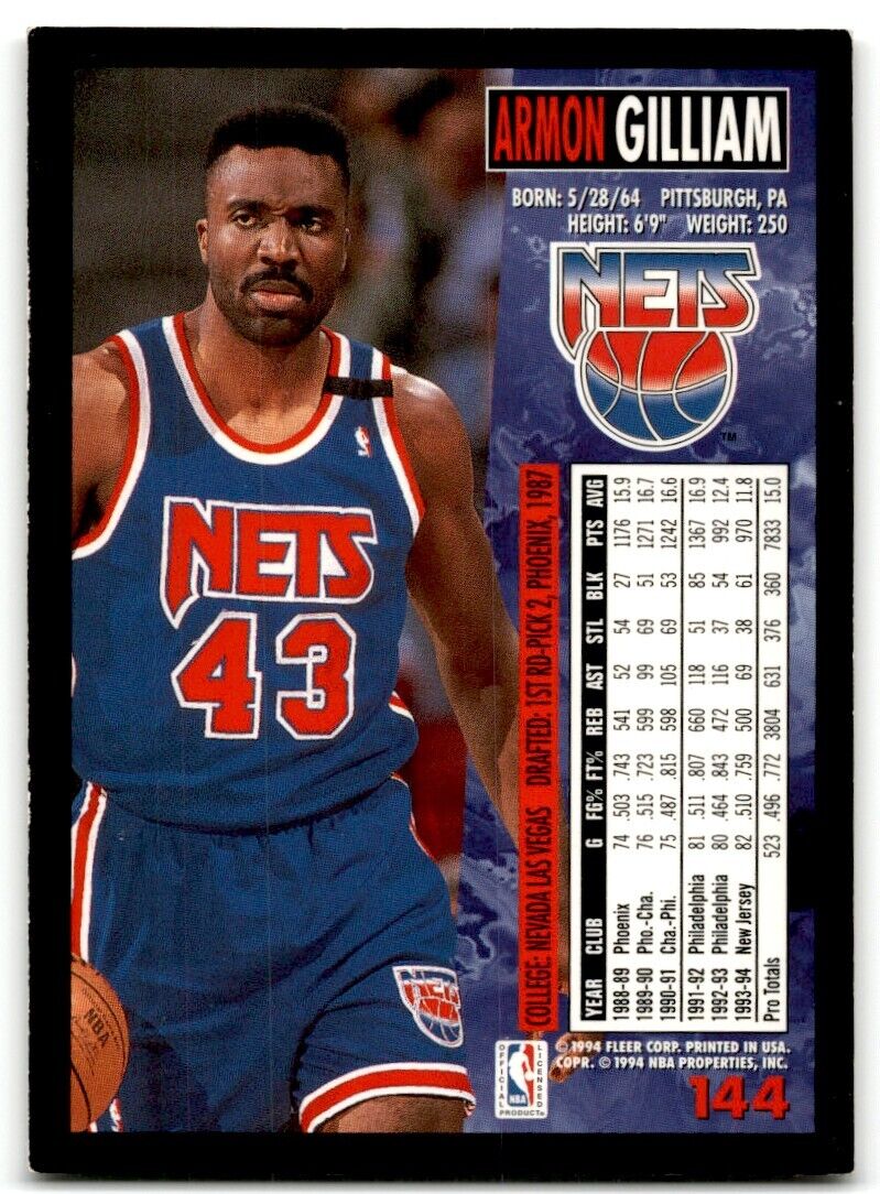 1994-95 Fleer Armon Gilliam New Jersey Nets #144