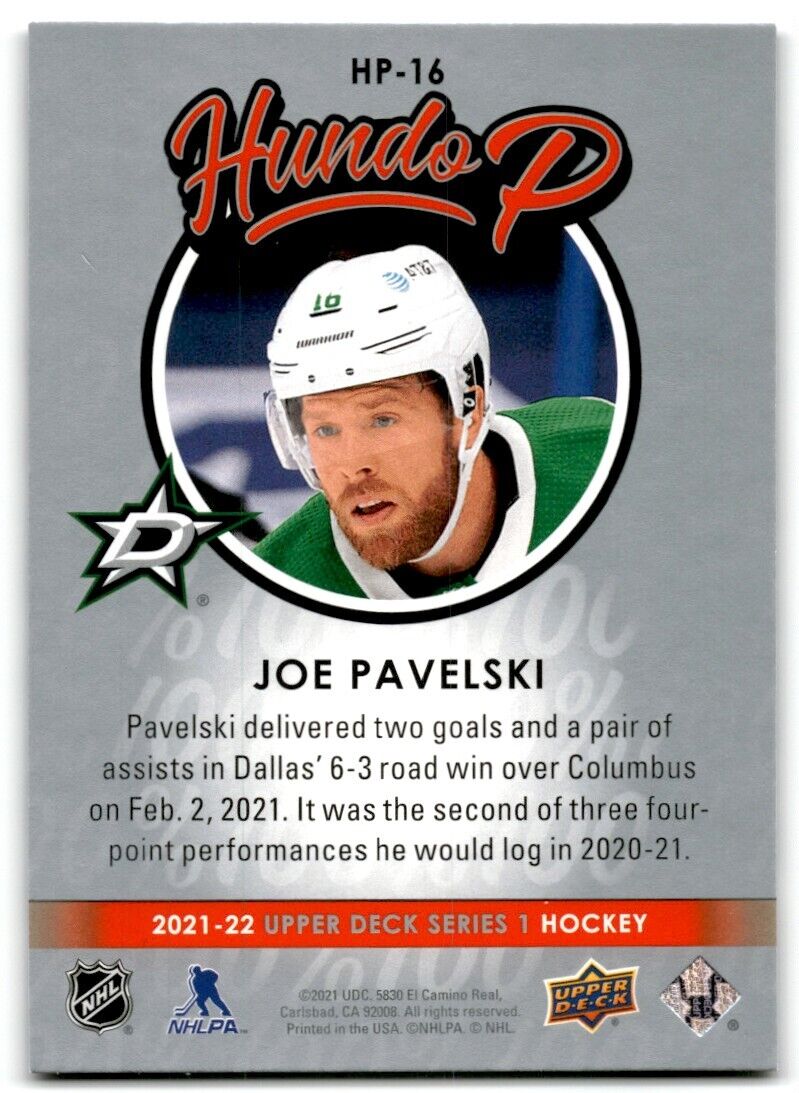 2021-22 Upper Deck Hundo P Joe Pavelski Dallas Stars #HP-16