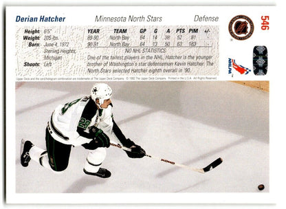 1991-92 Upper Deck Derian Hatcher Minnesota North Stars #546