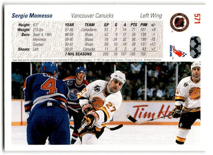 1991-92 Upper Deck Sergio Momesso Vancouver Canucks #571