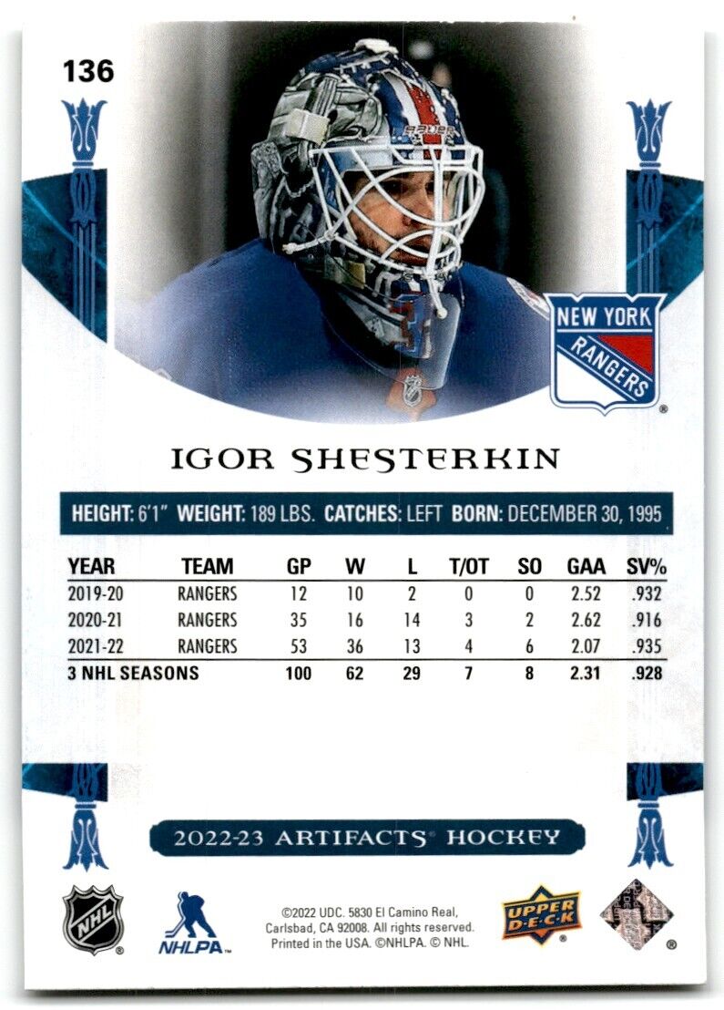 2022-23 Upper Deck Artifacts Igor Shesterkin New York Rangers #136