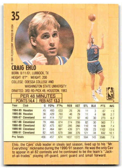 1991-92 Fleer Craig Ehlo Cleveland Cavaliers #35