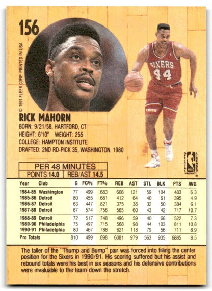 1991-92 Fleer Rick Mahorn Philadelphia 76ers #156