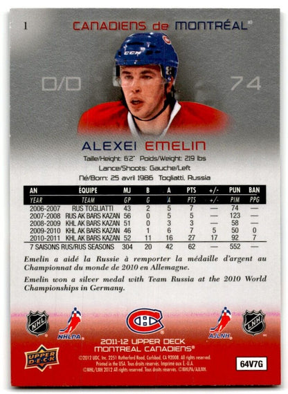 2011-12 Upper Deck McDonald's Montreal Canadiens Alexei Emelin Montreal