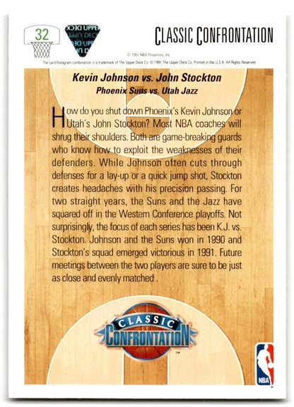 1991-92 Upper Deck K. Johnson vs. Stockton Phoenix Suns/Utah Jazz #32