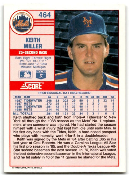 1989 Score Keith Miller New York Mets #464