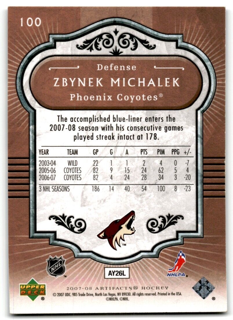 2007-08 Upper Deck Artifacts Zbynek Michalek Phoenix Coyotes #100