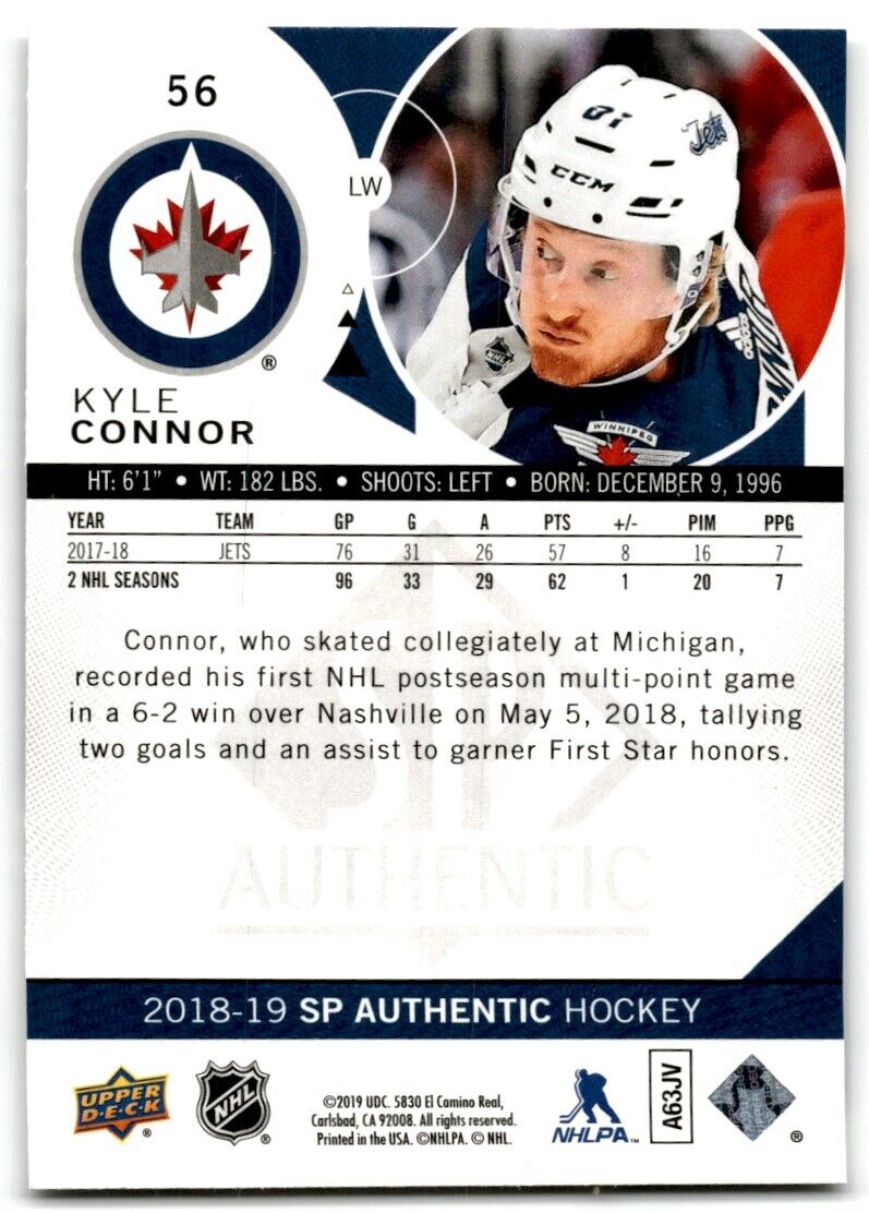 2018-19 SP Authentic Kyle Connor Winnipeg Jets #56