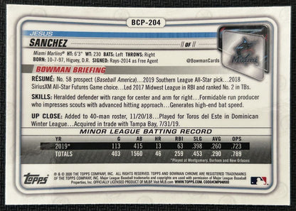 2020 Bowman Chrome Prospects Jesus Sanchez Miami Marlins #BCP-204