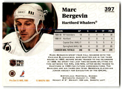 1991-92 Pro Set Marc Bergevin Hartford Whalers #397