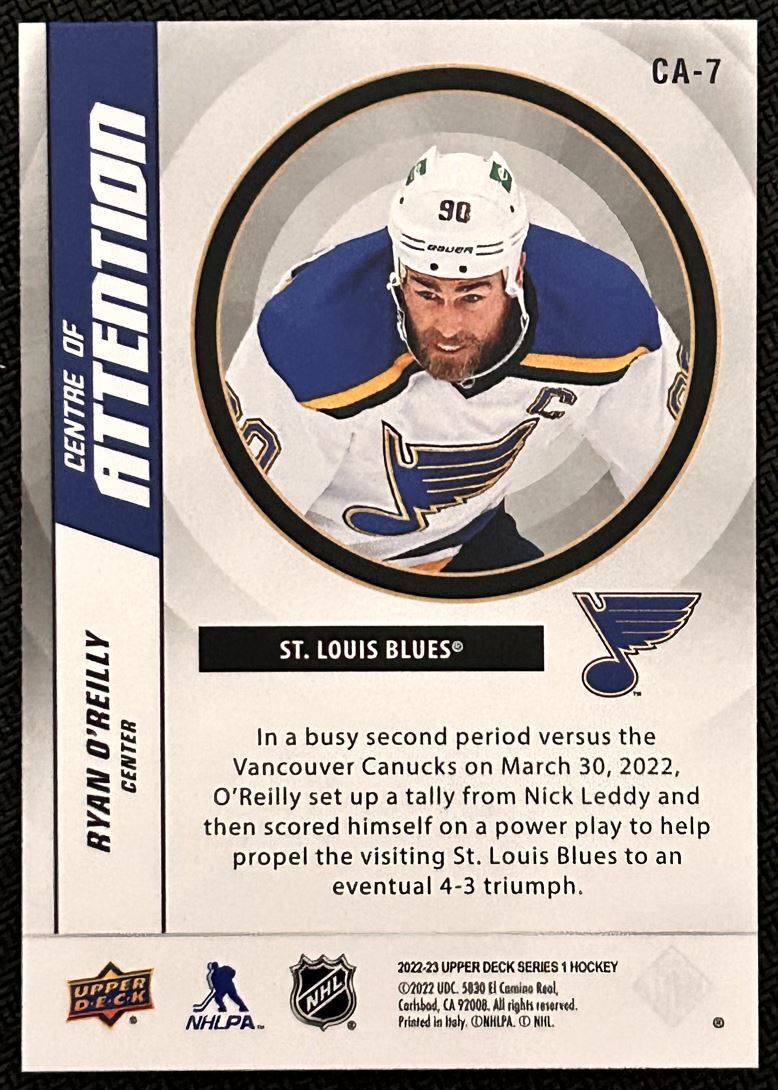 2022-23 Upper Deck Centre of Attention Ryan O'Reilly St. Louis Blues #CA-7