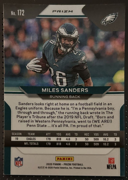 2020 Panini Prizm Orange Miles Sanders Philadelphia Eagles #172 Parallel