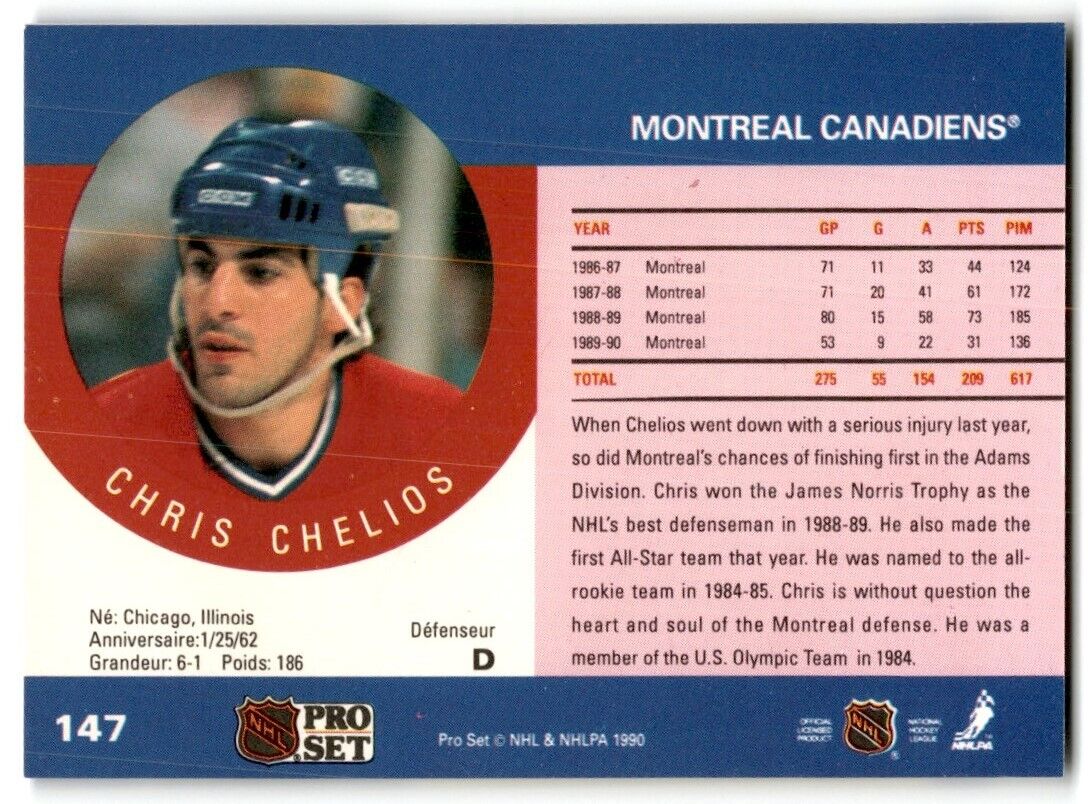 1990-91 Pro Set Chris Chelios Montreal Canadiens #147