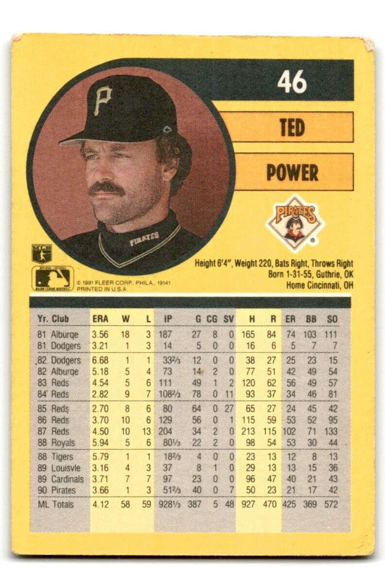 1991 Fleer Ted Power Pittsburgh Pirates #46