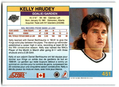 1991-92 Score Canadian Bilingual Kelly Hrudey Los Angeles Kings #451