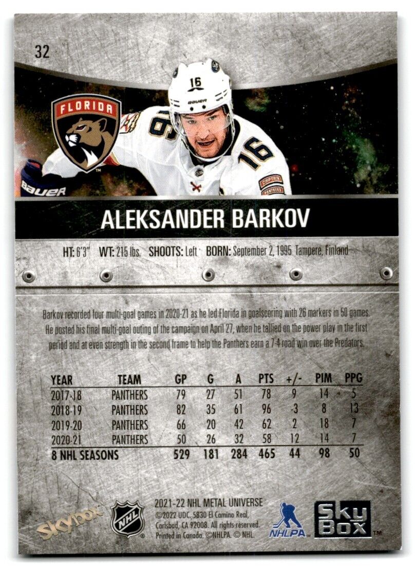 2021-22 Skybox Metal Universe Aleksander Barkov Florida Panthers #32