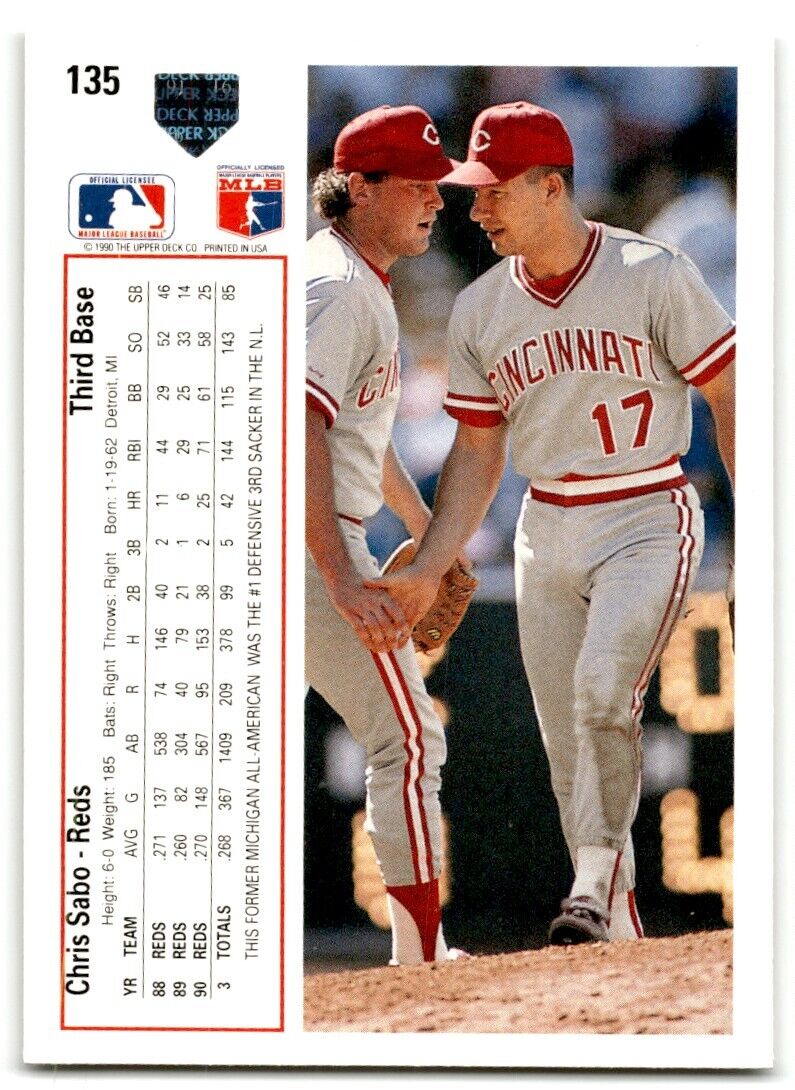 1991 Upper Deck Chris Sabo Cincinnati Reds #135