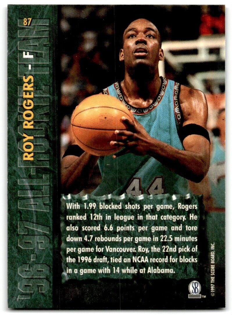 1997-98 Score Board Rookies Roy Rogers Vancouver Grizzlies #87