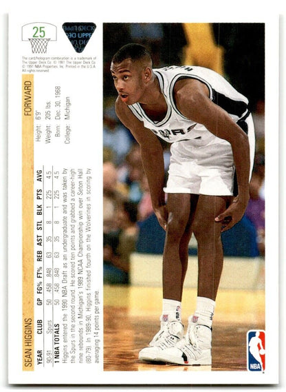 1991-92 Upper Deck Sean Higgins Rookie San Antonio Spurs #25