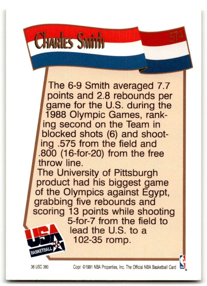 1991-92 Hoops Charles D. Smith USA #574