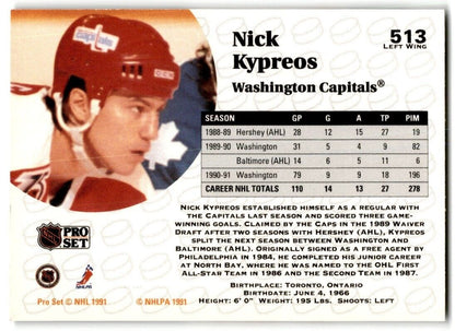 1991-92 Pro Set Nick Kypreos Washington Capitals #513