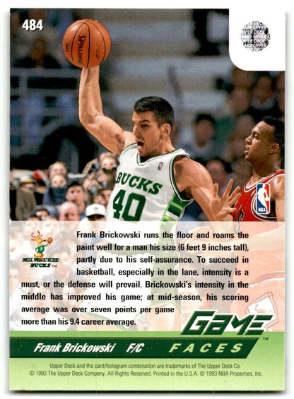 1992-93 Upper Deck Frank Brickowski Milwaukee Bucks #484