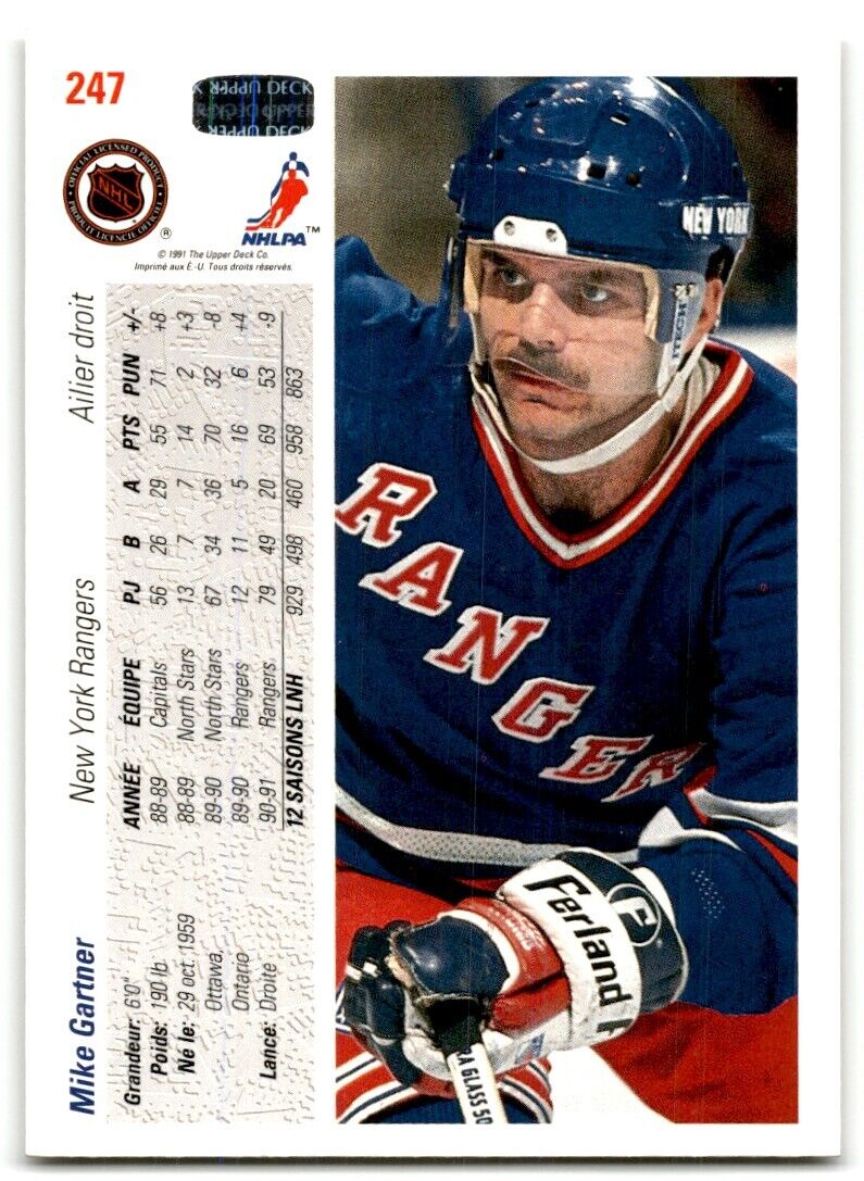 1991-92 Upper Deck French Mike Gartner New York Rangers #247