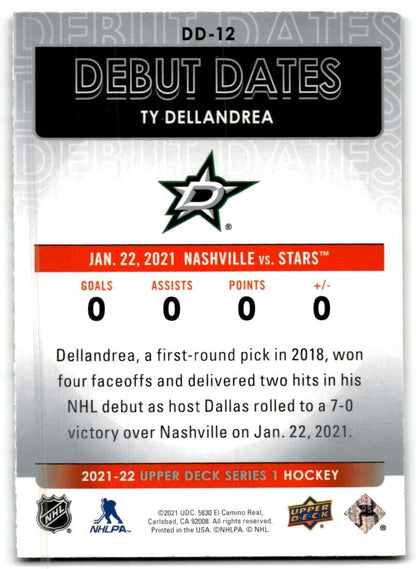 2021-22 Upper Deck Debut Dates Ty Dellandrea Dallas Stars #DD-12