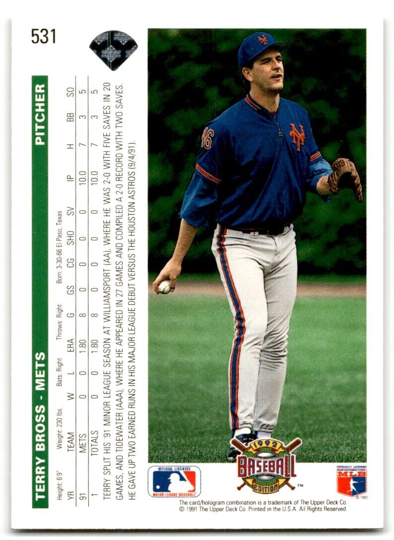 1992 Upper Deck Terry Bross New York Mets #531