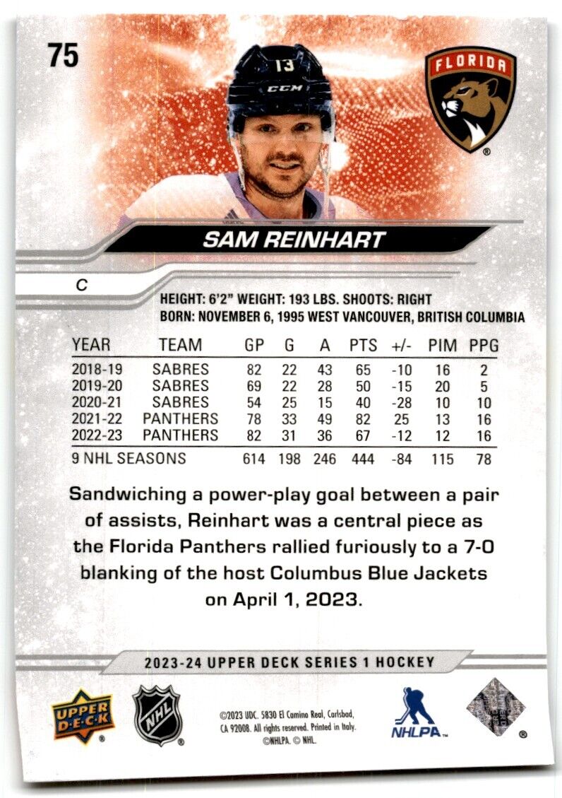 2023-24 Upper Deck Sam Reinhart Florida Panthers #75