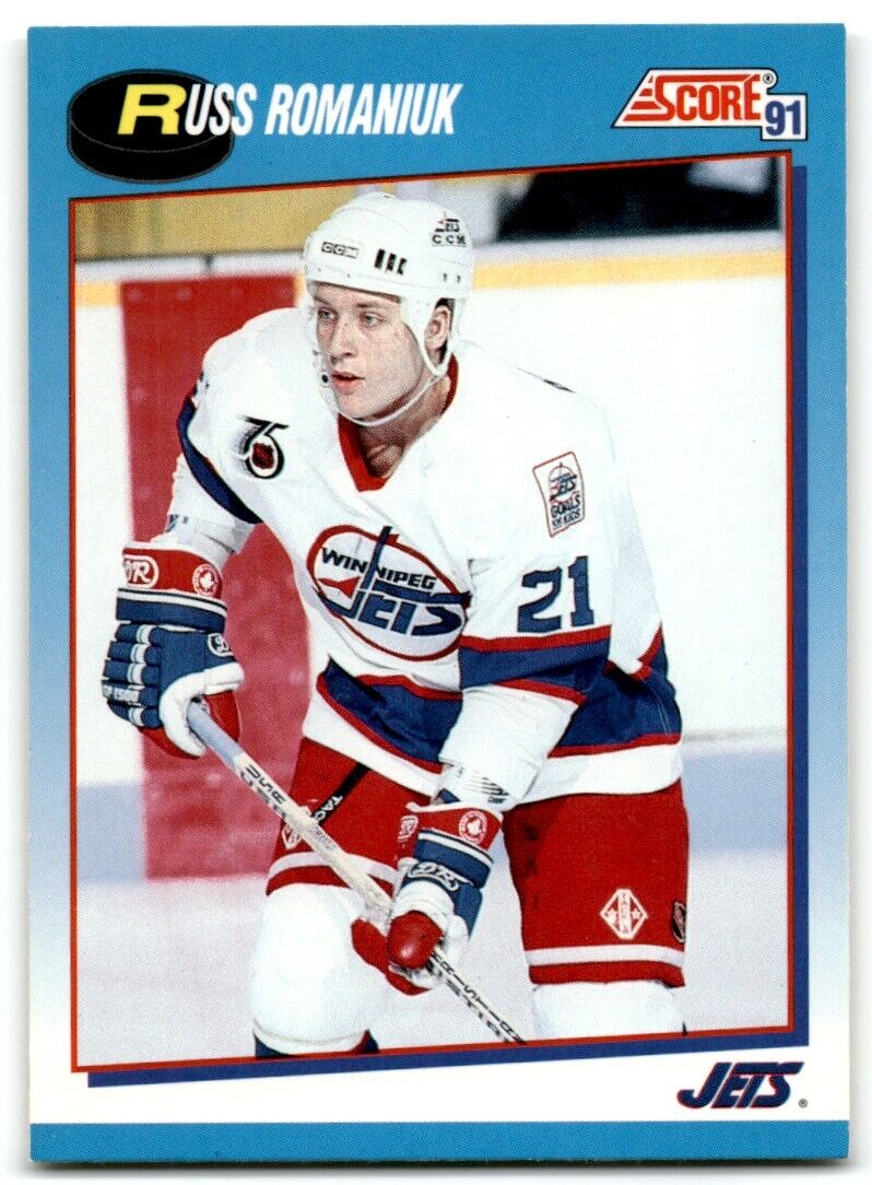 1991-92 Score Canadian Bilingual Russ Romaniuk Rookie Winnipeg Jets #627