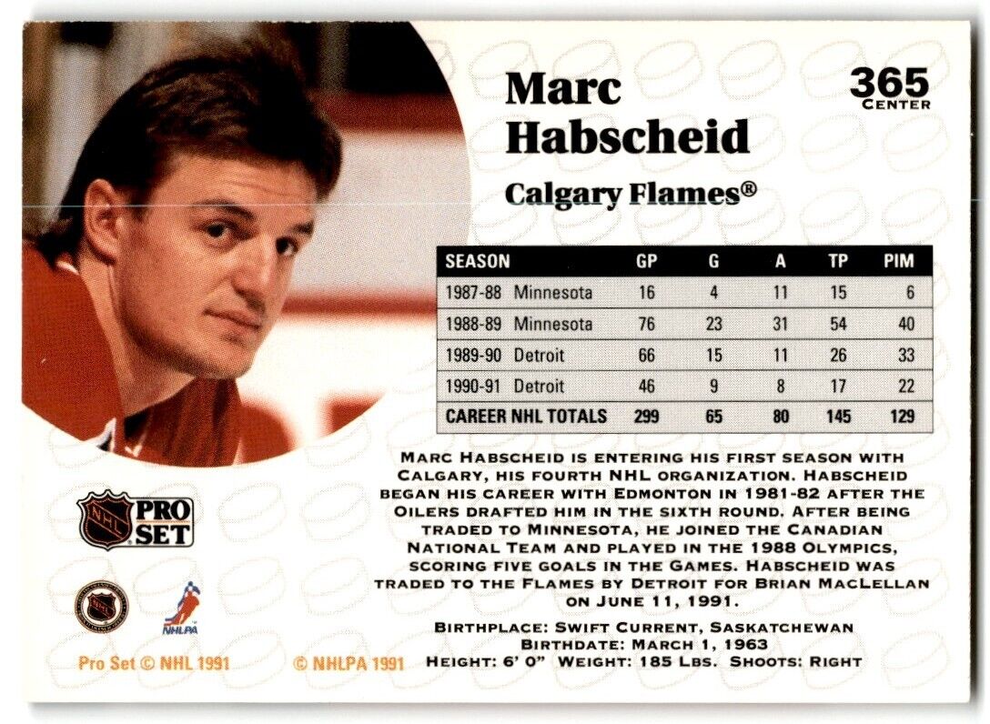 1991-92 Pro Set Marc Habscheid Calgary Flames #365